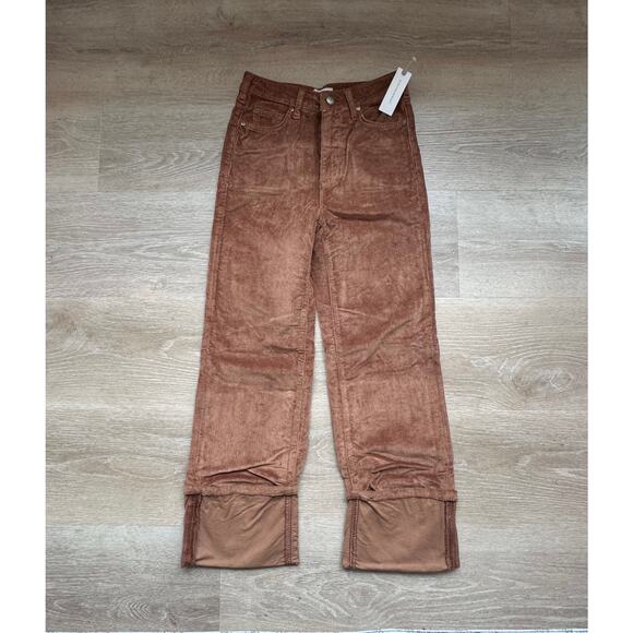 Pilcro Corduroy The Scotty Cuffed High Rise Straight Leg Jeans - Size 25 - Picture 1 of 8